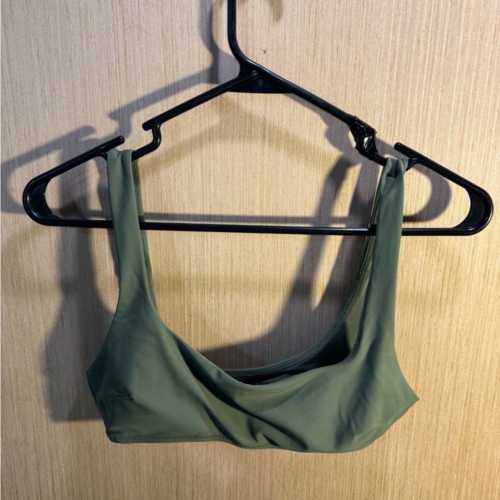 aerie Olive Green Scoop Neck Swim Suit Top Size Small